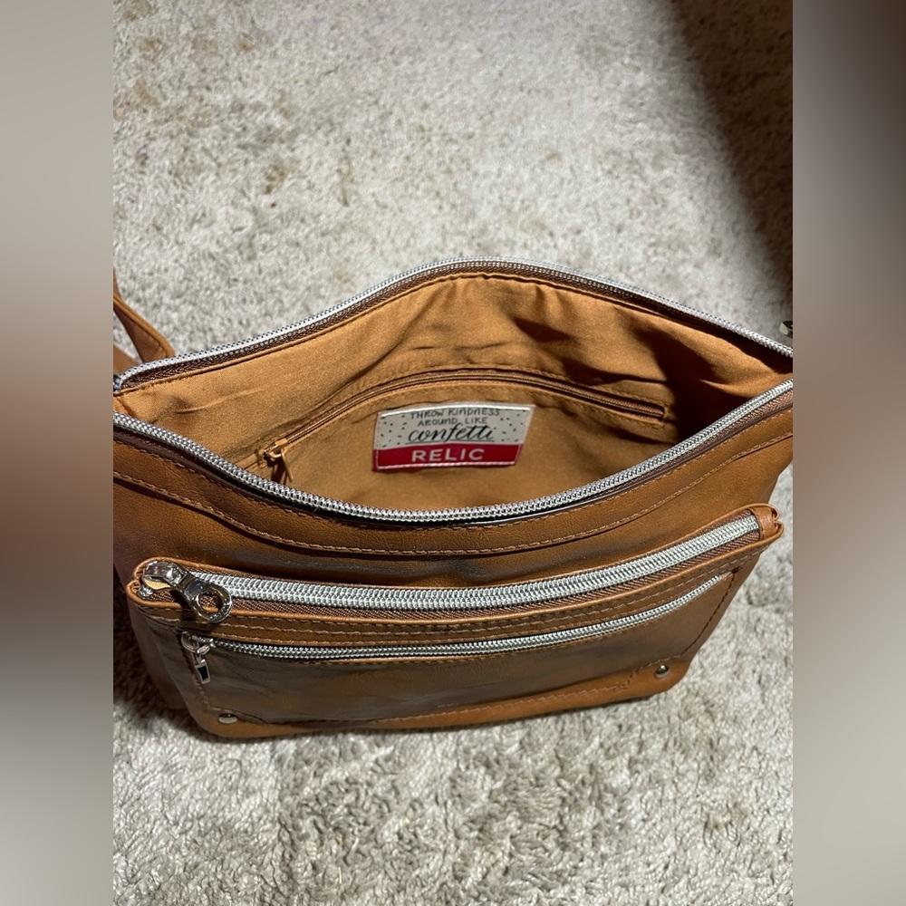 Relic Brown Crossbody Bag with Zipper Accents - Picture 5 of 6